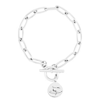 Personalised Handwriting T Bar Bracelet With Paperclip Chain, 4 of 4