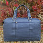 Navy Blue Soft Leather Travel Bag, Holdall, Flight Bag, thumbnail 3 of 6
