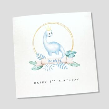 6th Birthday Card Personalised Dinosaur, 2 of 3