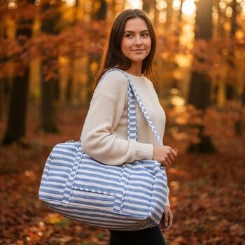 Hand Block Printed Stripped Duffle Bag, 2 of 3