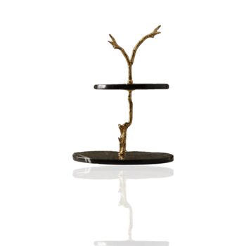 Two Tier Black Marble Stand With Gold Branch Detail, 2 of 3