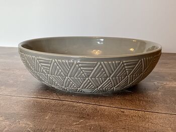 Grey Triangle Patterned Pasta/Serving Bowl, 22cm, 2 of 2