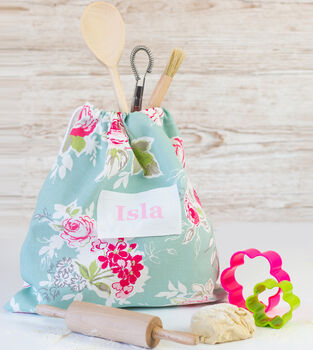 Personalised Children's Baking Set In A Floral Bag, 6 of 12
