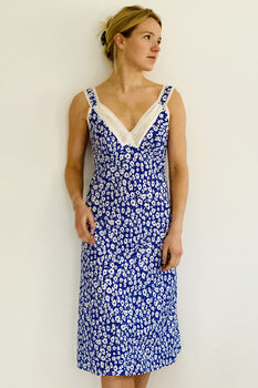 Lacey Nightie In Fresh Blue Floral Print, 3 of 4