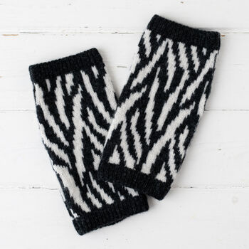 Zebra Knitted Wrist Warmers, 2 of 3