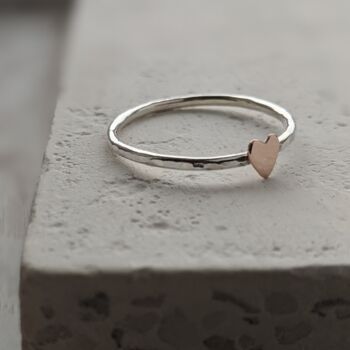 Tiny 9ct Gold Heart Stacker Ring, 5 of 7