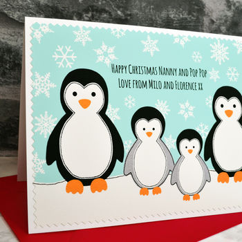 'Penguins' Personalised Family Christmas Card, 4 of 4