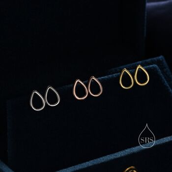 Sterling Silver Minimalist Open Droplet Stud Earrings, 5 of 12
