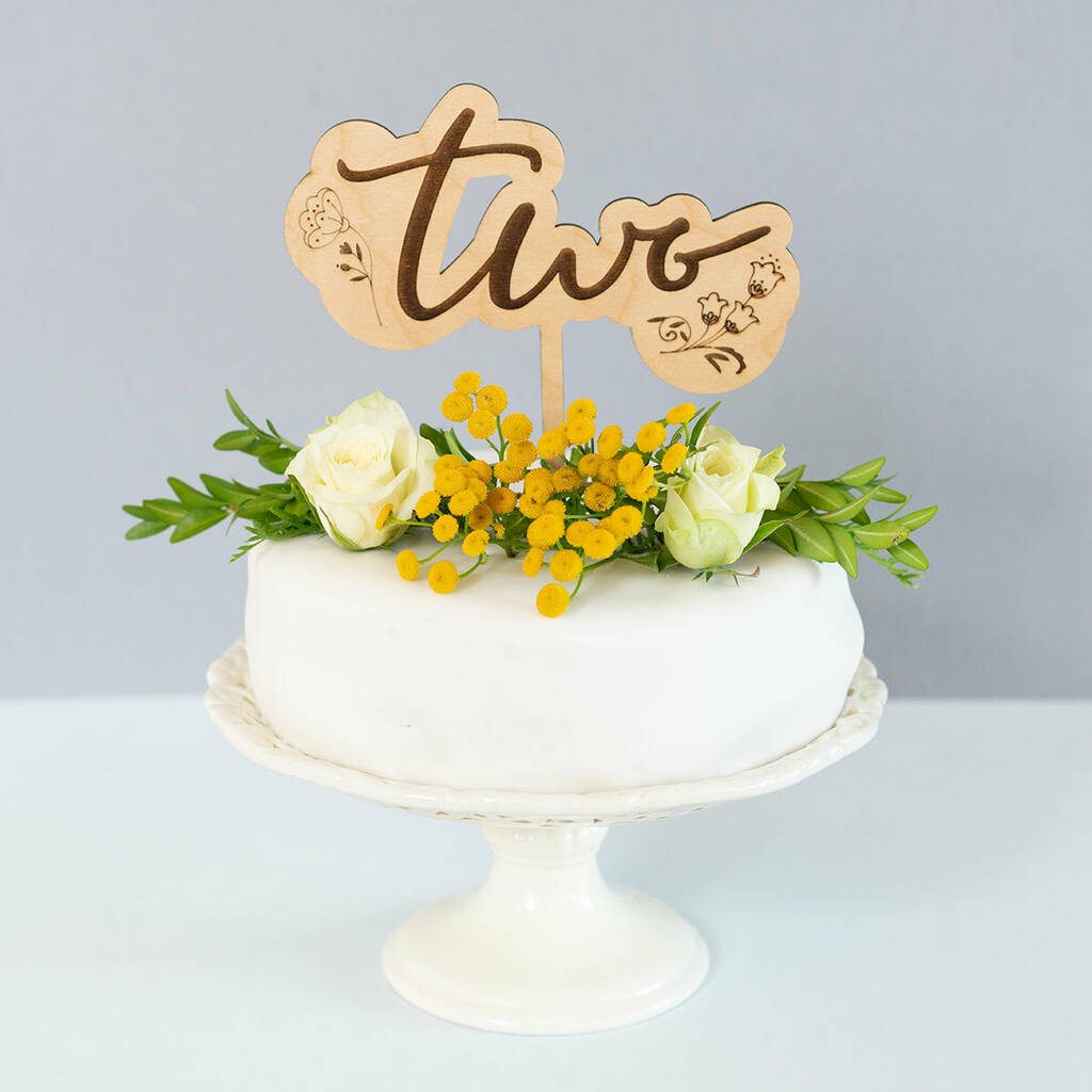Age Cake Topper With Floral Design, 1 of 3