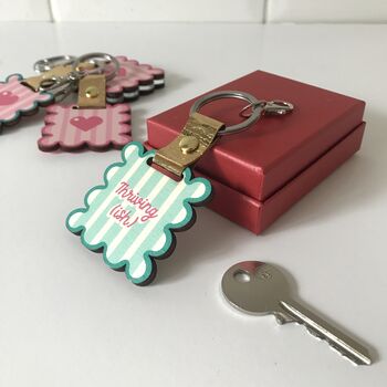 Personalised Teal Wavey Frame Keychain And Bag Charm, 2 of 4