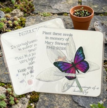 Personalised Butterfly Funeral Favours With Flower Seeded Butterfly, Memorial Gifts, 2 of 2