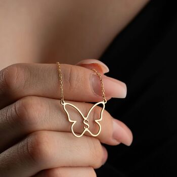 Sterling Silver Initial Butterfly Necklace, 4 of 10