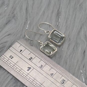 Green Amethyst Silver Drop Square Earrings, 9 of 9