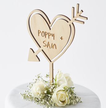Personalised Carved Heart Cake Topper, 6 of 8