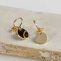 Simple Solid Gold Disc Hook Earrings, thumbnail 1 of 4