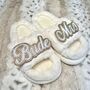 Personalised Fluffy White Bride Slippers, thumbnail 3 of 5