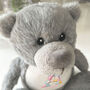 Personalised Patchwork Alphabet New Baby Teddy Bear, thumbnail 2 of 6