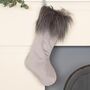 Luxe Grey Faux Fur Stocking, thumbnail 3 of 5