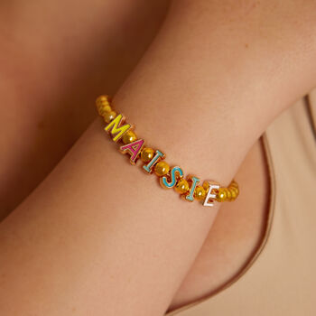 Personalised Gold Ball Colourful Bracelet, 3 of 5