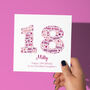 Pink Star Personalised 18th Birthday Card, thumbnail 1 of 4