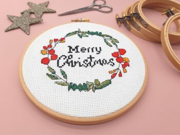 Merry Christmas Cross Stitch Kit, 2 of 8