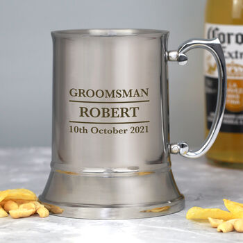 Personalised Wedding Silver Stainless Steel Tankard, 5 of 6