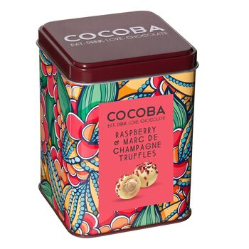 Raspberry And Marc De Champagne Truffles Gift Tin, 2 of 3