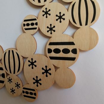 Screenprinted Wooden Bauble Christmas Wreath, 2 of 2