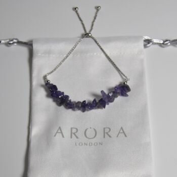 Amethyst Crystal Slider Bracelet Silver Plated Chain, 3 of 5