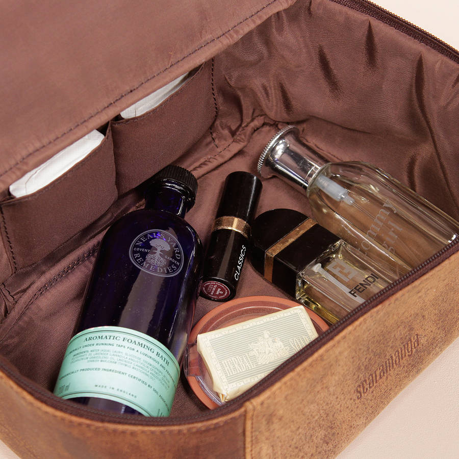 Leather Toiletries And Cosmetics Travel Case By Scaramanga