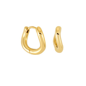 Wave Huggie Hoop Earrings In Gold Colour Finish, 2 of 7