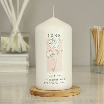 Personalised Birth Flower Pillar Candle, 6 of 12