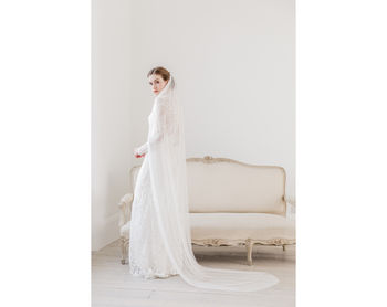Pure Soft Silk Single Tier Cut Edge Wedding Veil, 3 of 9