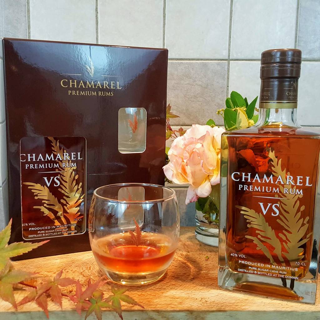 Chamarel Premium Vs Rum Inc Two Branded Glasses, 1 of 2