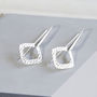 Sterling Silver Textured Square Solid Drop Earrings, thumbnail 5 of 5