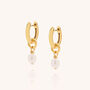 Mini Pearl Hoop Drop Earrings White Bridal Jewellery, thumbnail 3 of 5