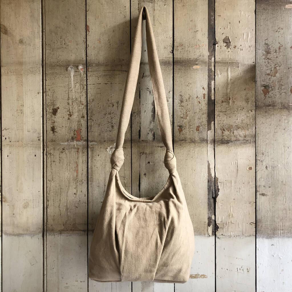 fair trade cotton cross body everyday bag zip closure by aura que