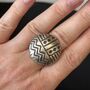 Aztec Pattern Silver Disc Adjustable Ring, thumbnail 1 of 10