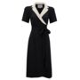 Peggy Dress In Black And Ivory 1940s Vintage Style, thumbnail 1 of 2