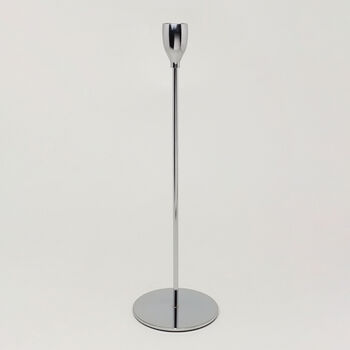 G Decor Verro Set Of Three Modern Silver Stainless Steel Candle Holders Sleek Weighted Dinner Candlesticks, 2 of 5