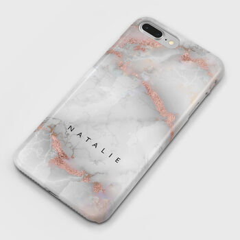 Personalised Gray Pink Marble Phone Case, 2 of 6