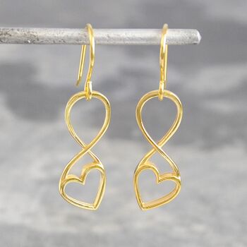 Outline Heart Sterling Silver Drop Earrings, 7 of 11