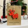 Personalised Reindeer Red Christmas Decoration And Card, thumbnail 7 of 8