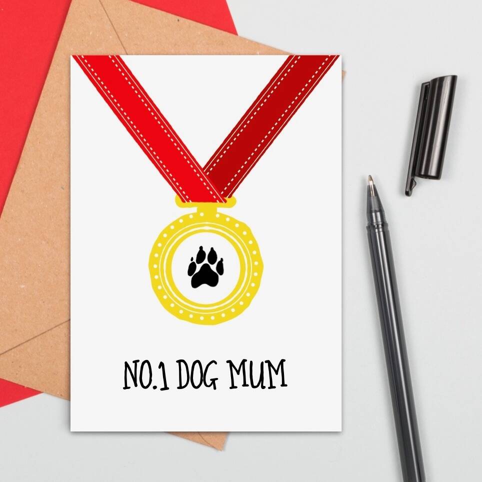 Large Size Dog Mum Medal Card, 1 of 2