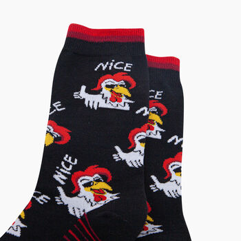 Nice Cock Combed Cotton Novelty Socks In Black, 2 of 4