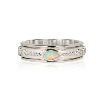 Saraswati Sterling Silver Opal Spinning Ring, 2 of 9