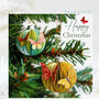 Christmas Butterfly Decorations On Christmas Tree Card, thumbnail 1 of 12