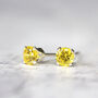 Yellow Crystal Stud Earrings In Gold Or Silver, thumbnail 4 of 10