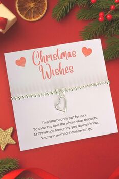 Silver Plated Christmas Wishes Heart Bracelet, 6 of 8