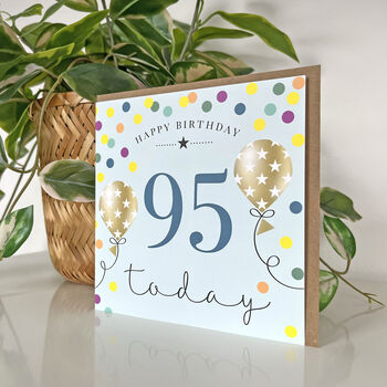 Balloon Brights 95th Birthday Card Blue, 2 of 2